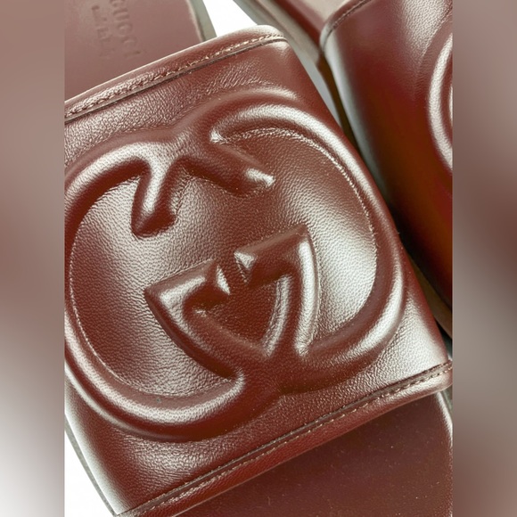 NIB/NWT Gucci Brown Leather Slide Sandals - Picture 6 of 6